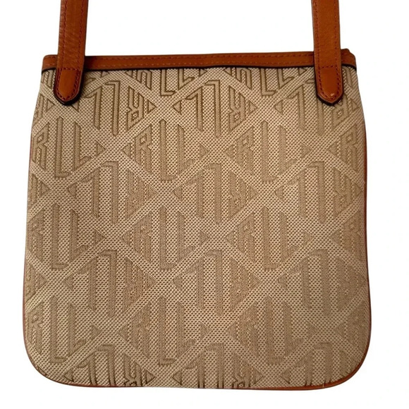 RALPH LAUREN Light Khaki/Tan Signature Canvas Swing Pack Crossbody Leather Trim - Picture 6 of 15